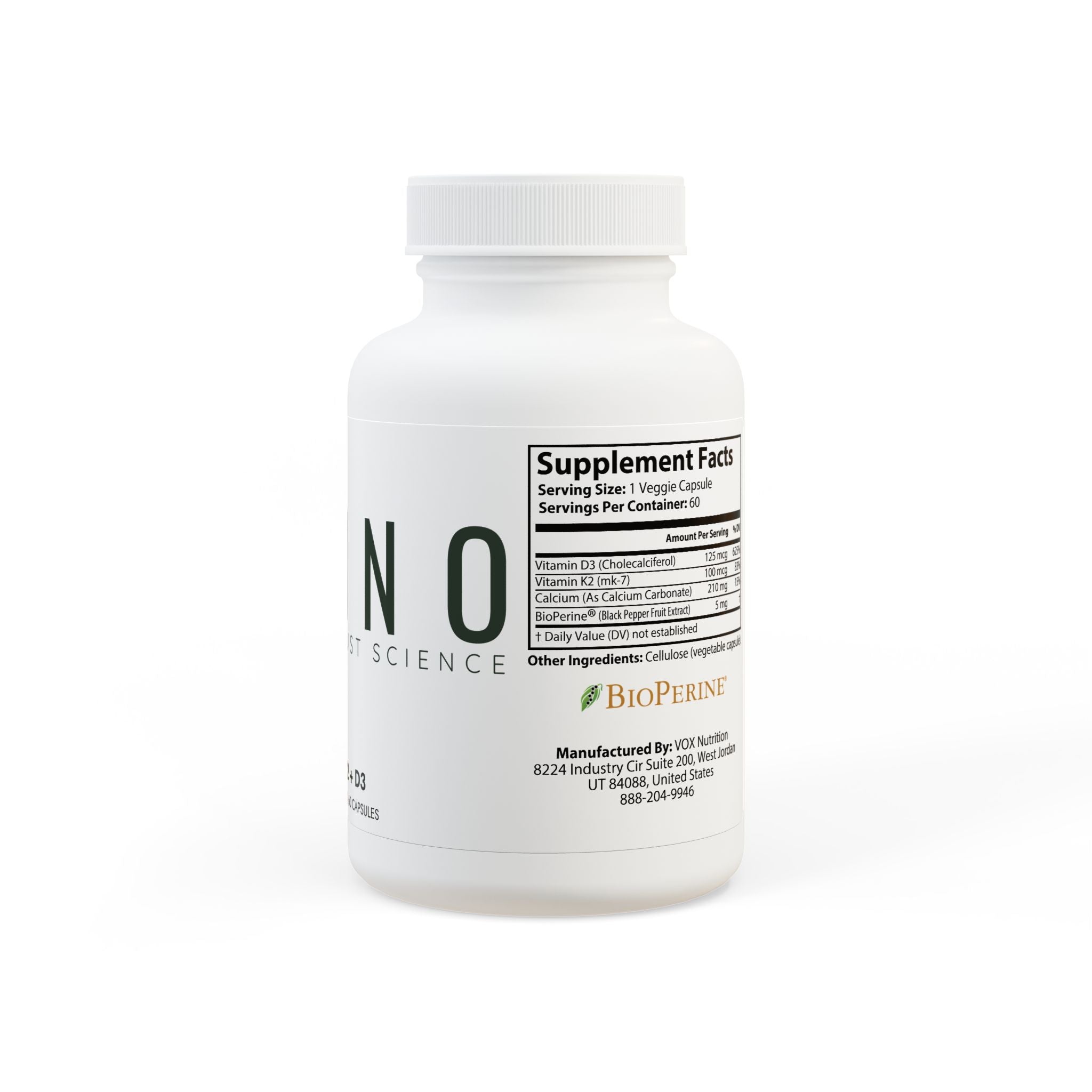 Vitamin K2 + D3 Supplement (60 Capsules)
